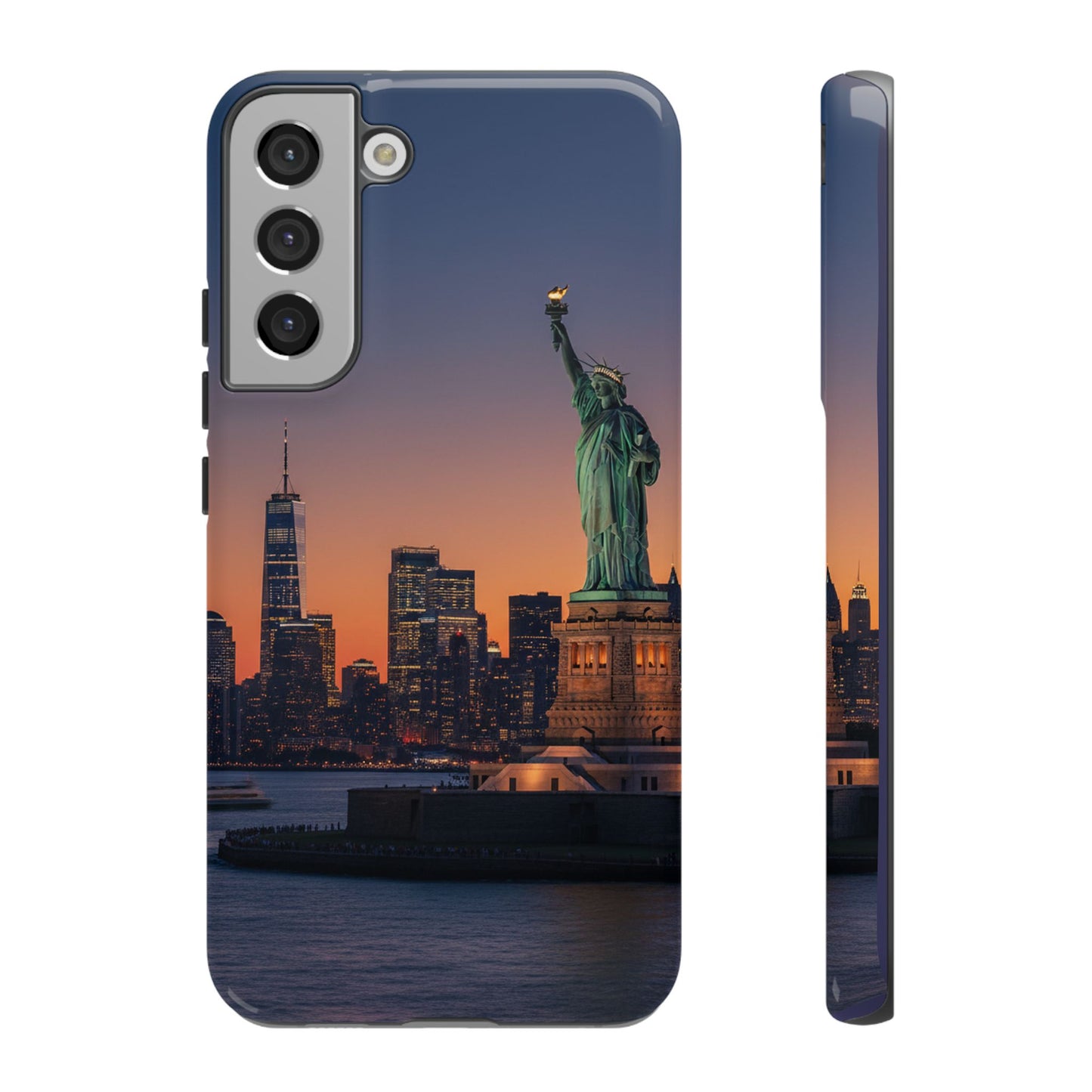 Statue of Liberty Sunset Phone Case – New York City Skyline Travel Aesthetic Tough Case