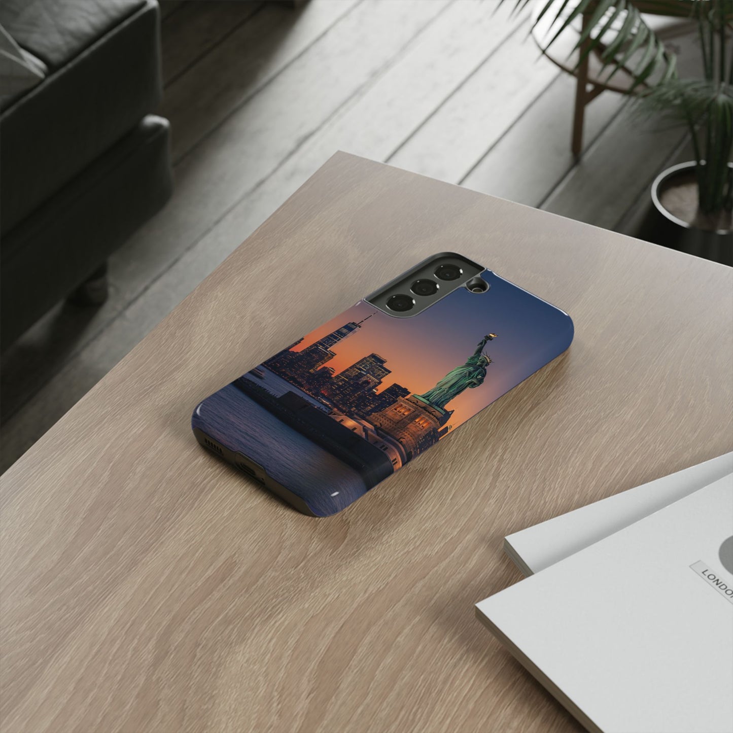 Statue of Liberty Sunset Phone Case – New York City Skyline Travel Aesthetic Tough Case