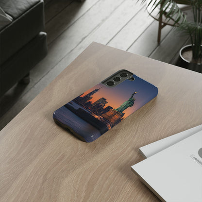 Statue of Liberty Sunset Phone Case – New York City Skyline Travel Aesthetic Tough Case
