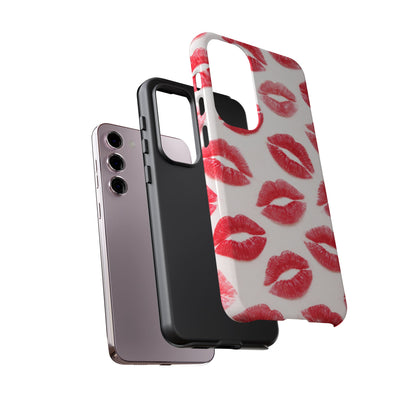 Red Lipstick Kiss Phone Case – Sexy Lip Print Pattern Tough Protective Cover