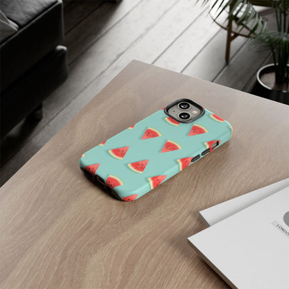 Watermelon Phone Case – Pastel Blue Summer Fruit Tough Case (iPhone, Samsung, Pixel)