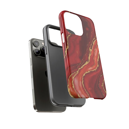 Red Agate Marble Phone Case – Gold Vein Luxury Stone Tough Case (iPhone, Samsung, Pixel)