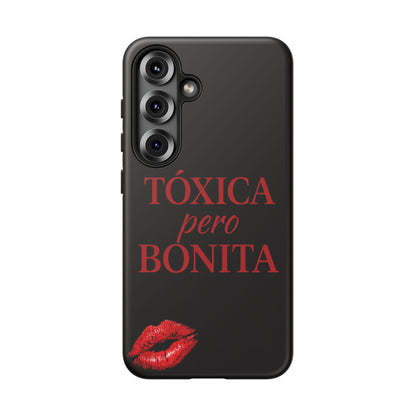 Toxica Pero Bonita Phone Case, Latina Quote Case, Red Lips Aesthetic, Spanish Saying Case, Trendy Tough Cover