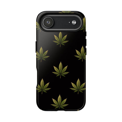 Cannabis Leaf Phone Case Green Weed Leaf Pattern Tough Protective Cover