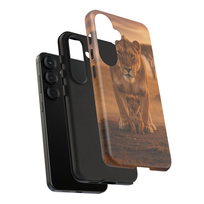 Lioness & Cub Phone Case | Safari Wildlife Tough Case for iPhone & Samsung