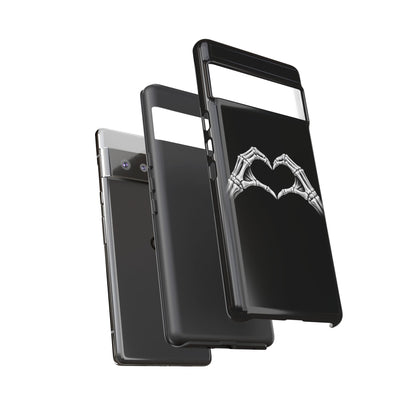 Skeleton Hands Heart Phone Case | Gothic Black Protective Cover