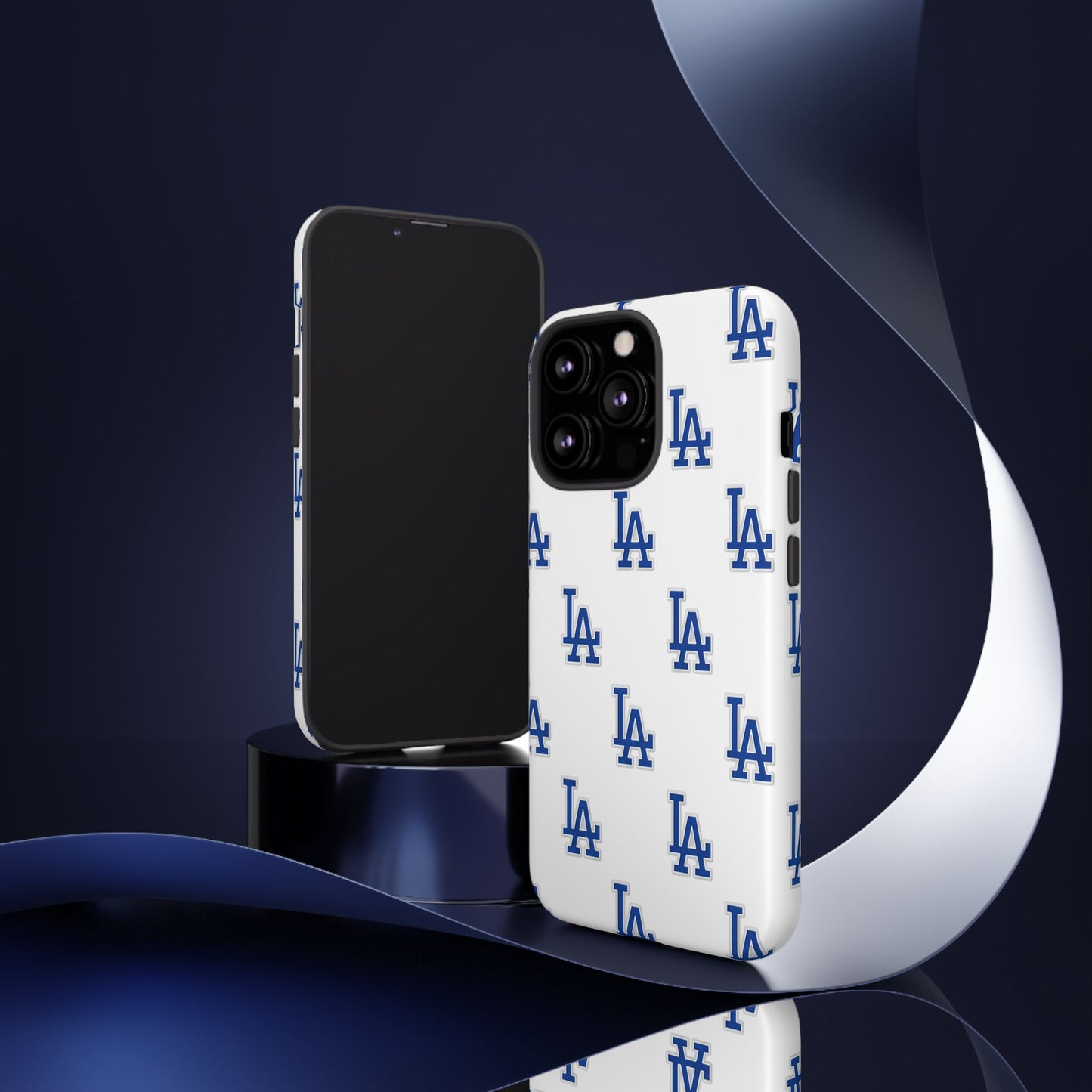 Blue LA Monogram Pattern Phone Case | Minimal Baseball Inspired Tough Cover