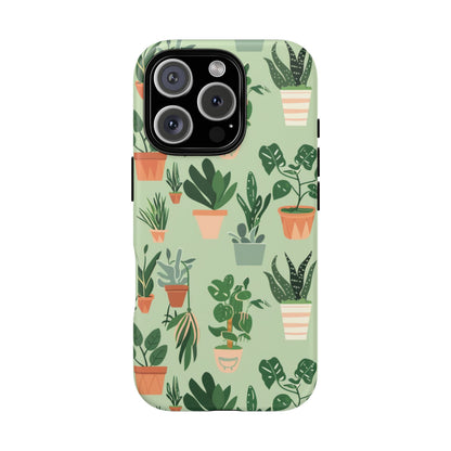 Plant Lover Phone Case | Cute Potted Plants Pattern | Botanical Aesthetic Tough Case