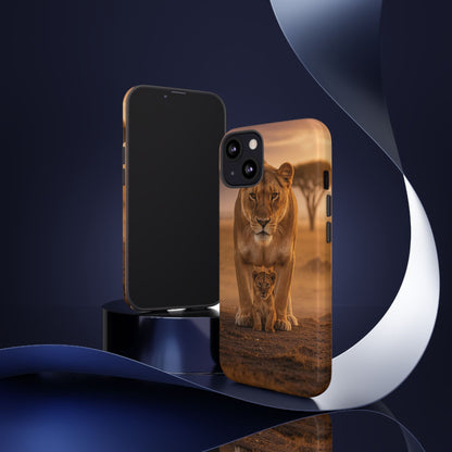 Lioness & Cub Phone Case | Safari Wildlife Tough Case for iPhone & Samsung