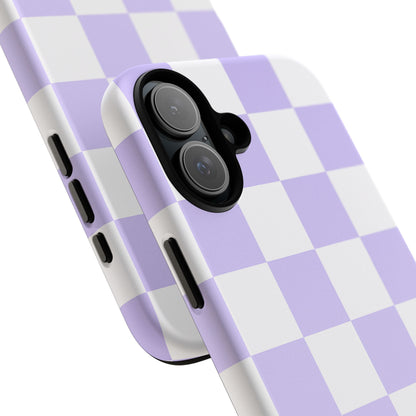 Lavender Checkerboard Phone Case | Pastel Aesthetic Checkered iPhone & Samsung Tough Case