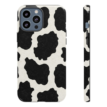 Black & White Cow Print Phone Case | Western Aesthetic iPhone & Samsung Tough Case