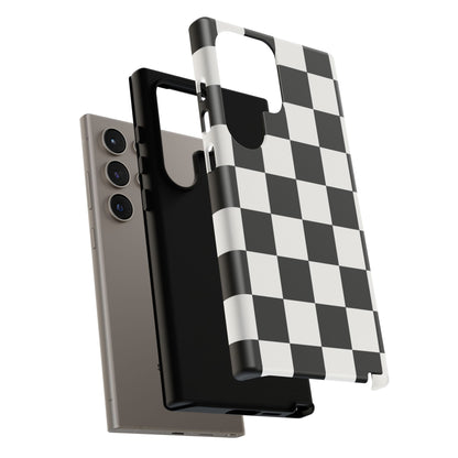Black & White Checkerboard Phone Case – Classic Aesthetic Tough Protective Case for Iphone, Samsung Galaxy and Pixel