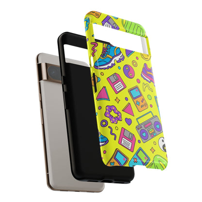 90s Retro Neon Phone Case – Y2K Nostalgia Colorful Icons Tough Protective Case