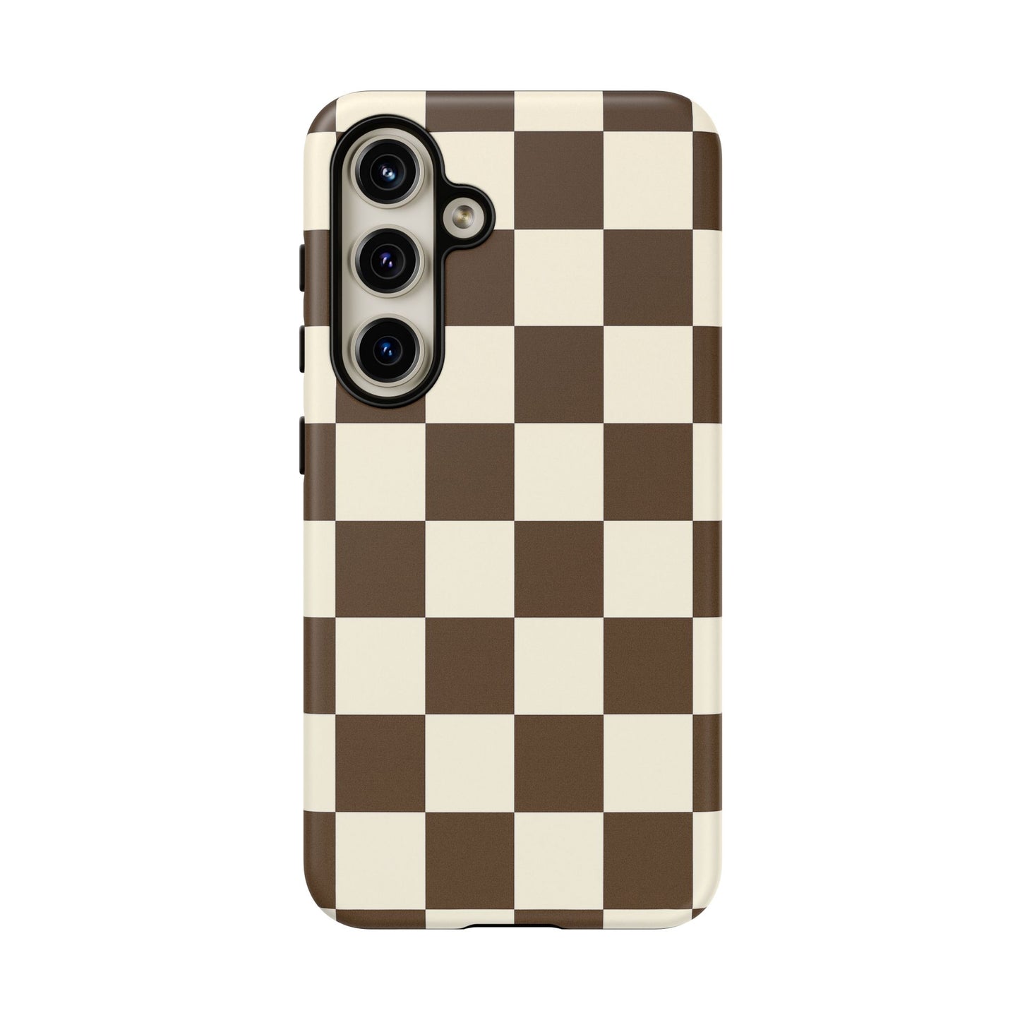 Mocha Checkerboard Phone Case | Neutral Aesthetic Tough Case