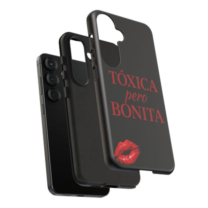 Toxica Pero Bonita Phone Case, Latina Quote Case, Red Lips Aesthetic, Spanish Saying Case, Trendy Tough Cover