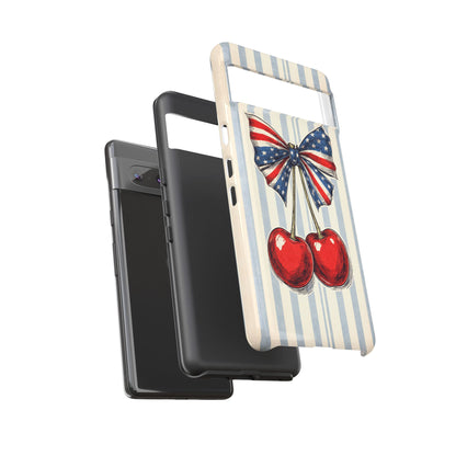 Patriotic Cherry Phone Case Americana Coquette Aesthetic iPhone Samsung