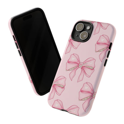 Pink Bow Pattern Phone Case | Coquette Aesthetic Tough Protective Case