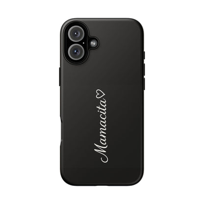 Mamacita Script Phone Case | Minimal Black Tough Case | Sleek Aesthetic Cover