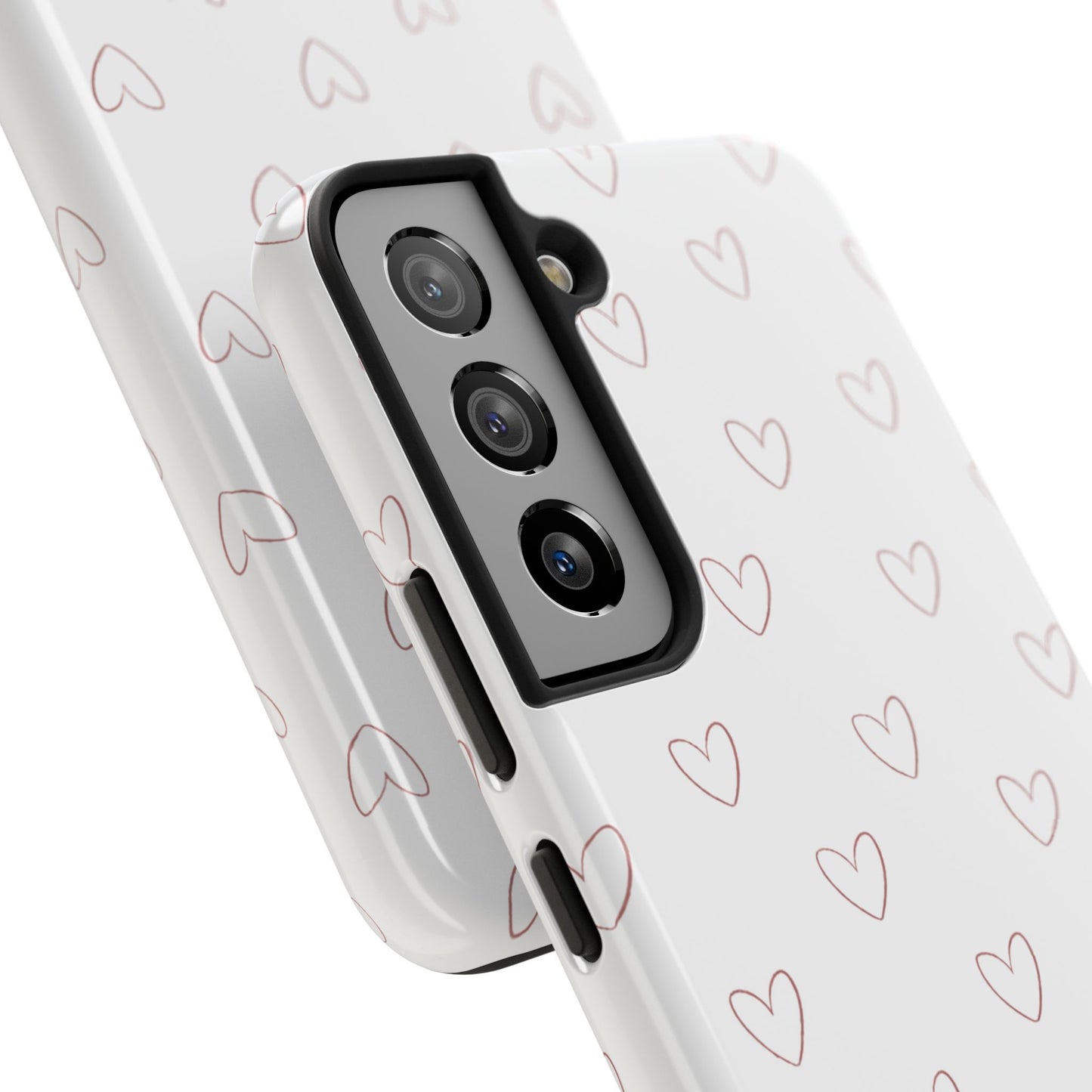Hand-Drawn Hearts Tough Phone Case | Minimal Pink Heart Pattern