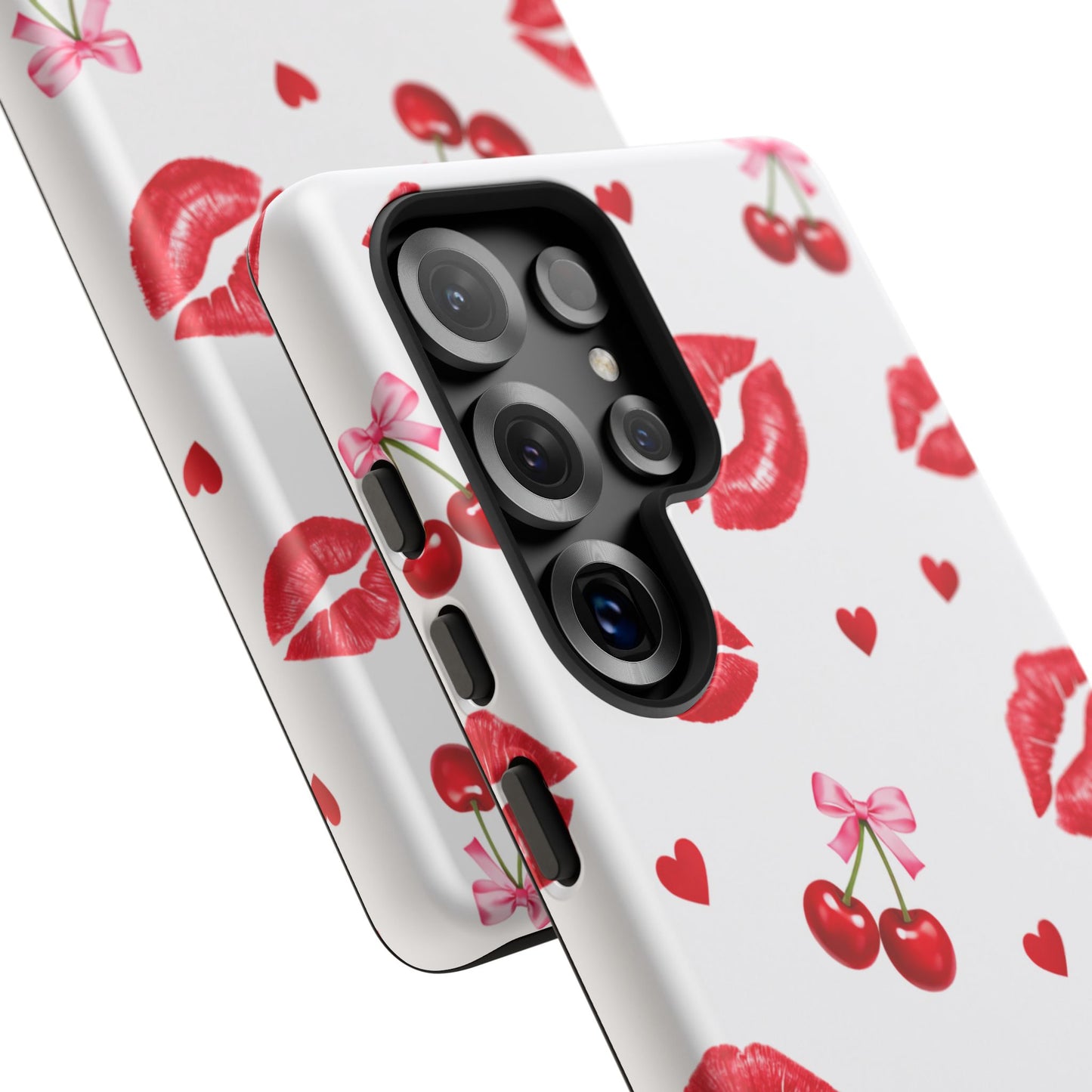 Red Lips & Cherry Phone Case – Y2K Retro Aesthetic Tough Cover