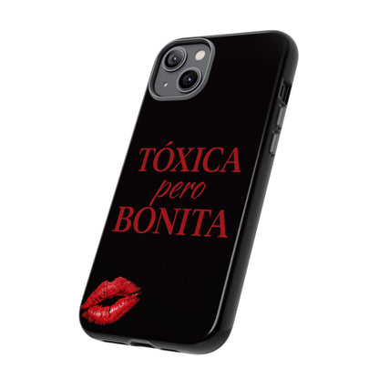 Toxica Pero Bonita Phone Case, Latina Quote Case, Red Lips Aesthetic, Spanish Saying Case, Trendy Tough Cover