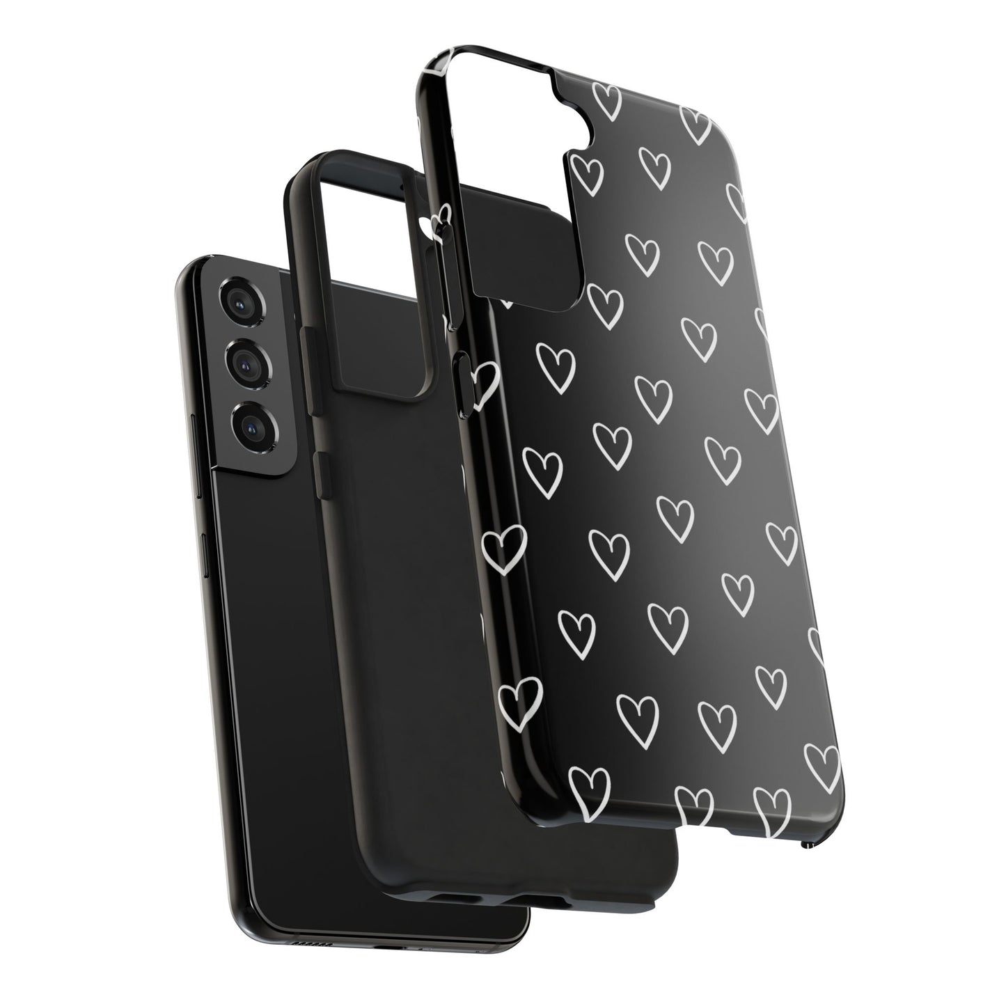 Doodle Heart Phone Case – Minimal Black & White Heart Pattern | Tough Protective Case