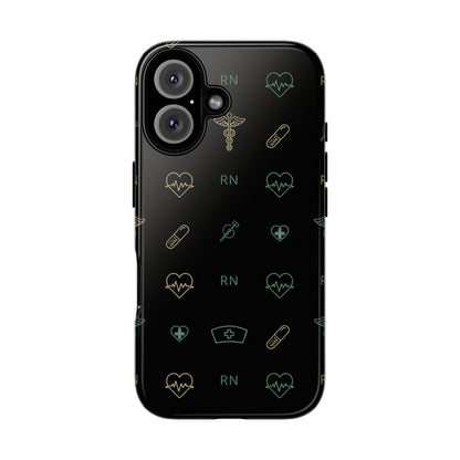 RN Nurse Phone Case – Minimal Medical Icon Pattern Healthcare Worker Tough Case