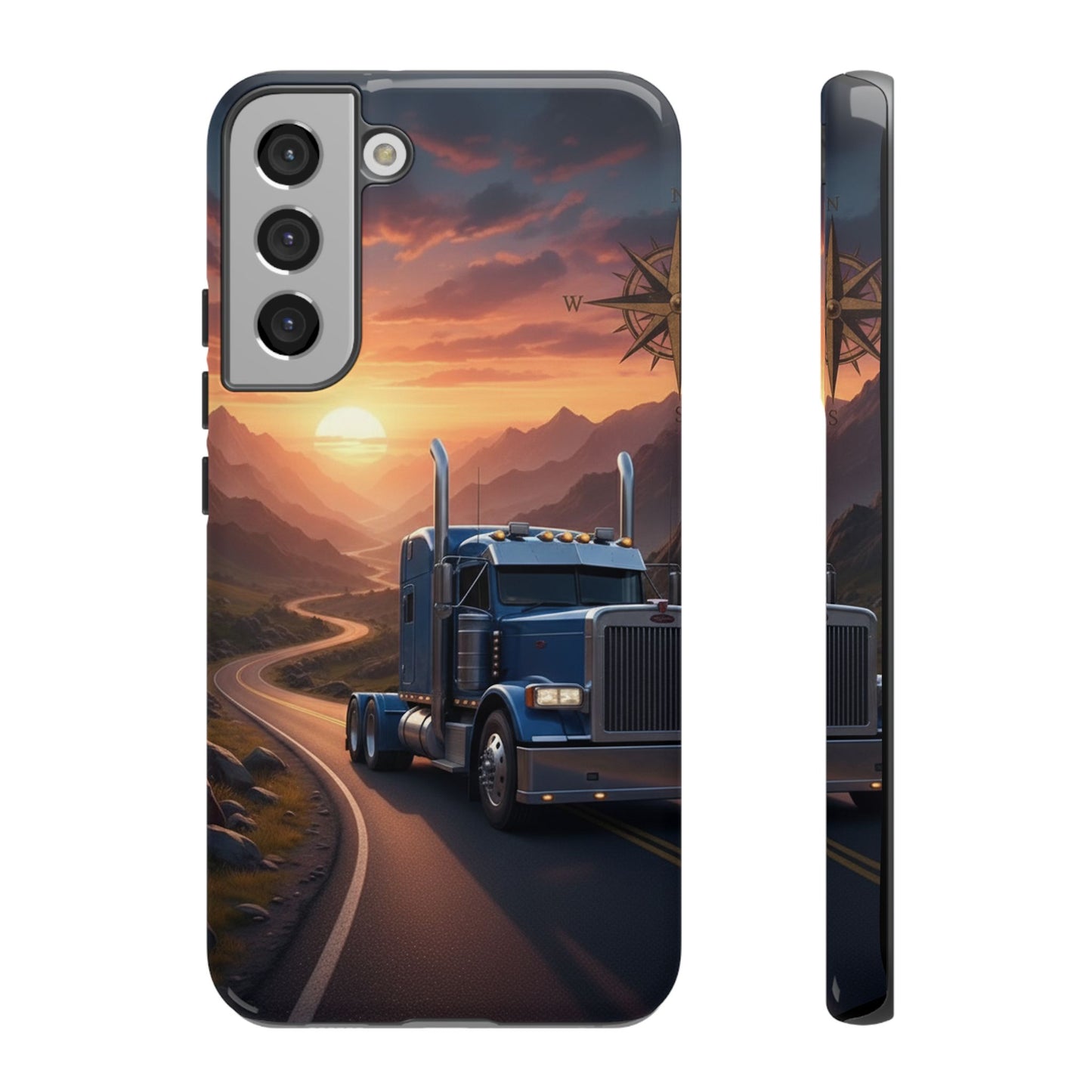 Semi Truck Sunset Phone Case | Trucker Gift | Diesel Truck Highway Road iPhone & Samsung Tough Protective Case