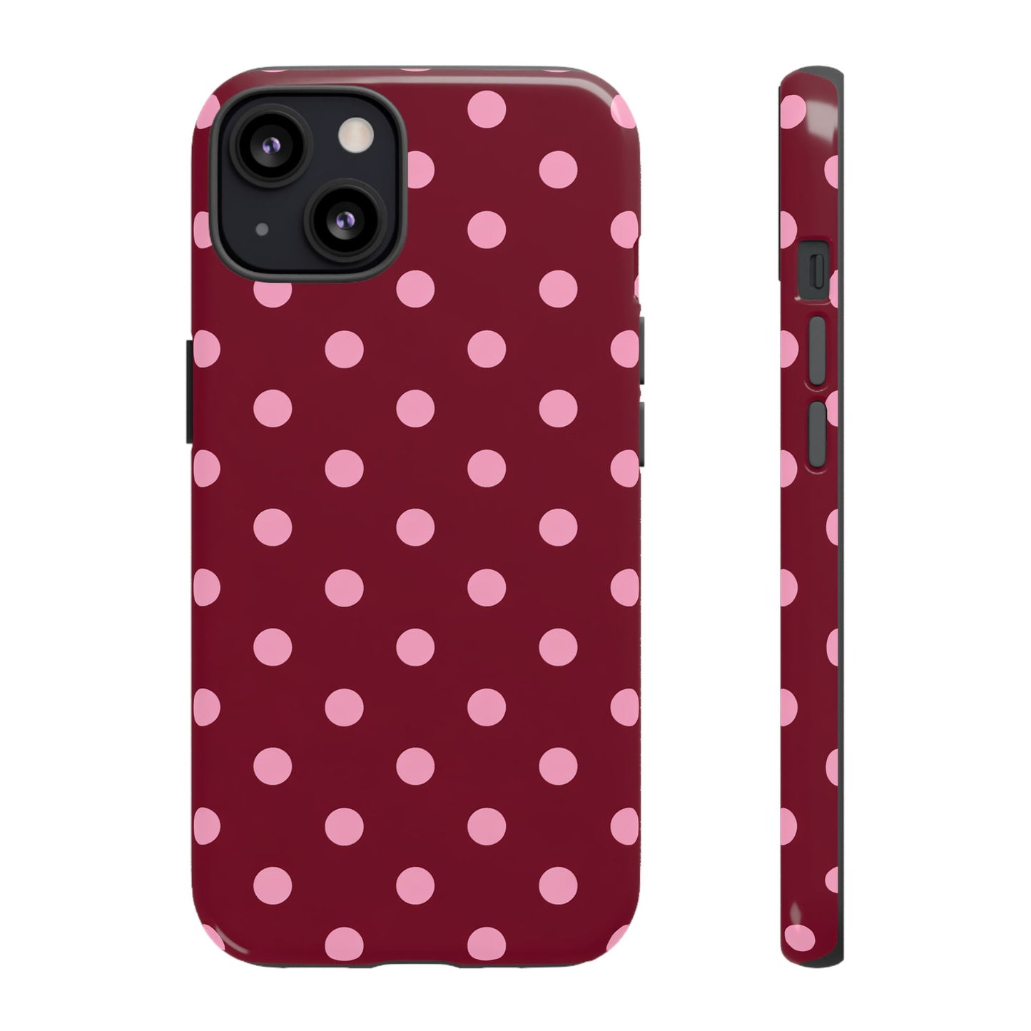 Pink Polka Dot Phone Case – Cute Aesthetic Tough Protective Phone Cover for Iphone, Samsung Galaxy and Pixel