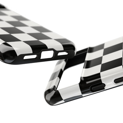 Black & White Checkerboard Phone Case – Classic Aesthetic Tough Protective Case for Iphone, Samsung Galaxy and Pixel