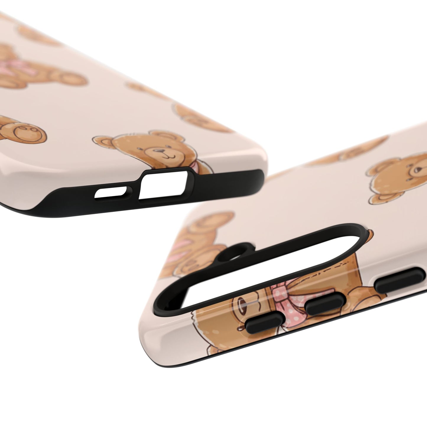 Teddy Bear Phone Case | Cute Coquette Aesthetic Pink Bear Pattern Case | Kawaii Soft Girl iPhone & Samsung Tough Protective Case