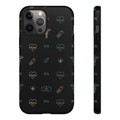RN Nurse Phone Case – Minimal Medical Icon Pattern Healthcare Worker Tough Case