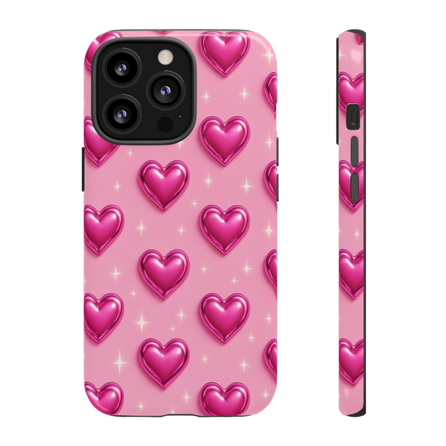 Pink Heart Pattern Phone Case | Tough Protective Case for Iphone, Samsung Galaxy and Pixel