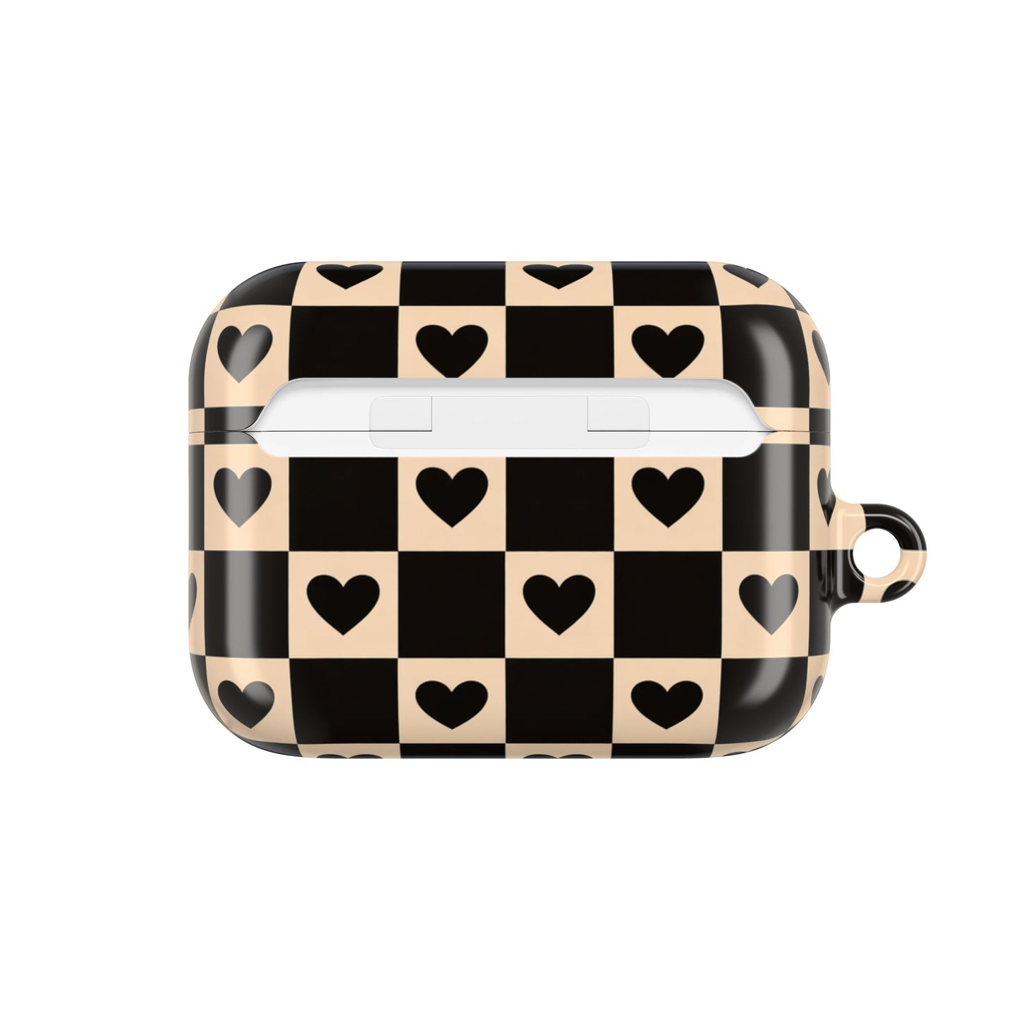 Checkerboard Heart AirPod Case — Retro Black & Beige Protective Cover