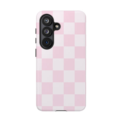 Light Pink Checkerboard Phone Case | Pastel Aesthetic Checkered iPhone & Samsung Tough Case