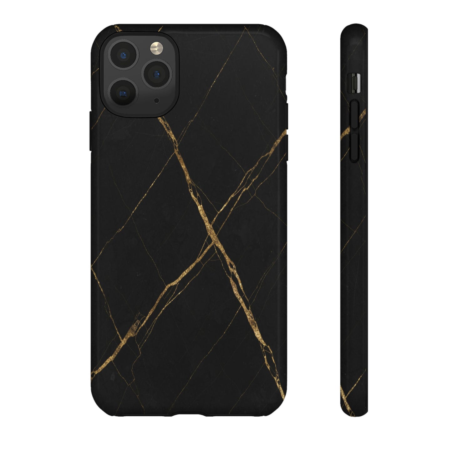 Black Marble Phone Case with Gold Veins | Minimal Luxury Tough Case