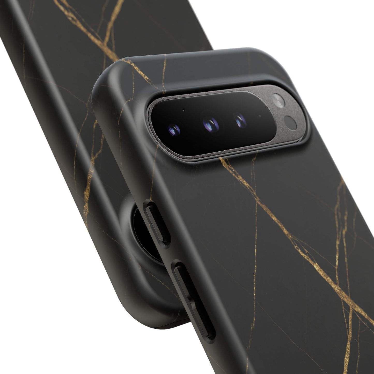 Black Marble Phone Case with Gold Veins – Luxury Minimal Aesthetic Tough Case