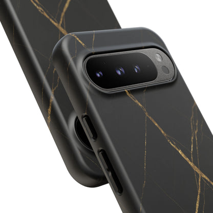 Black Marble Phone Case with Gold Veins – Luxury Minimal Aesthetic Tough Case
