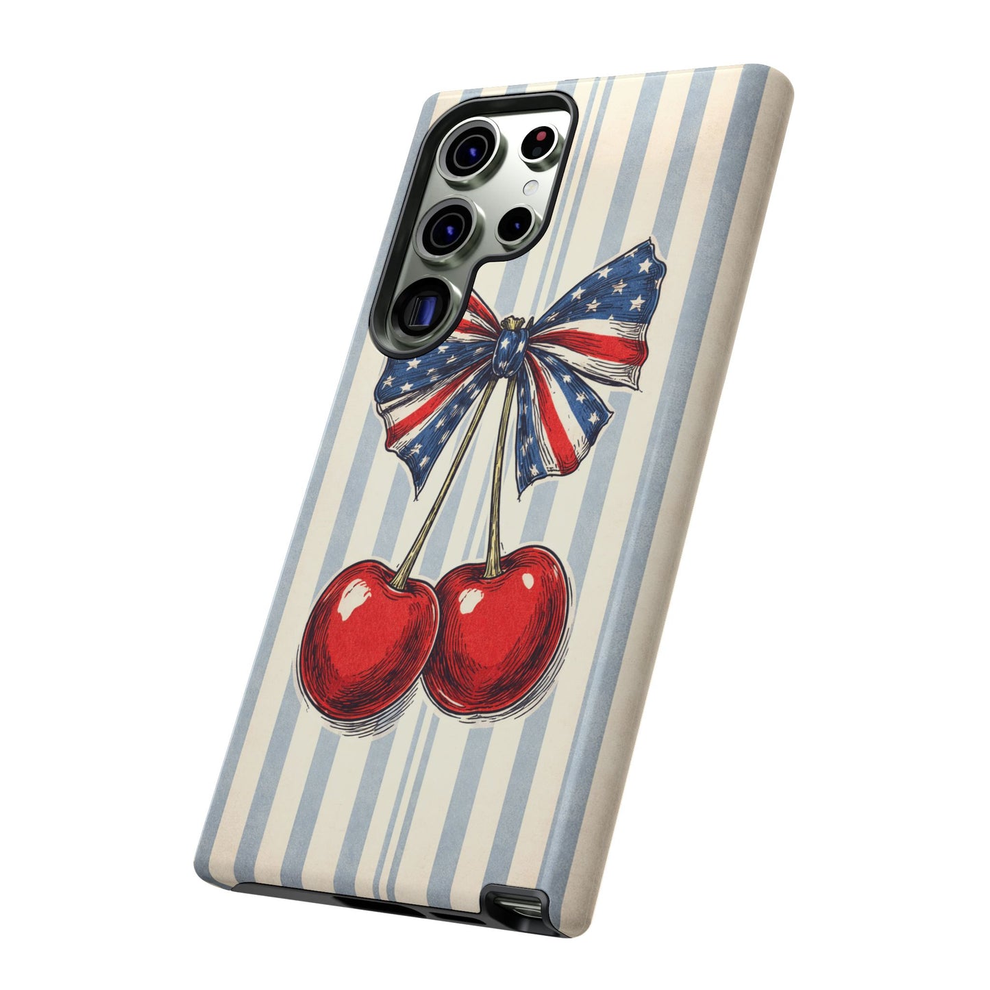 Patriotic Cherry Phone Case Americana Coquette Aesthetic iPhone Samsung