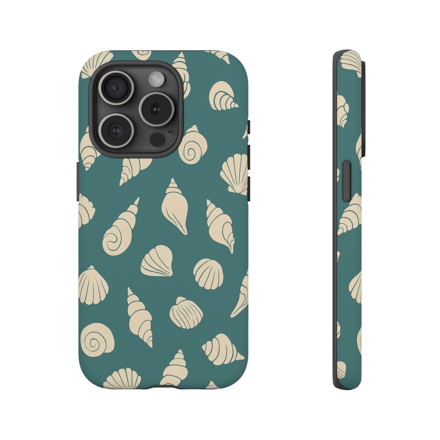 Seashell Pattern Phone Case | Teal Coastal Shells Tough Case for Iphone, Samsung Galaxy and Pixel