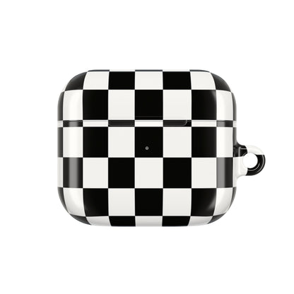 Checkerboard AirPod Case – Black & White Retro Pattern