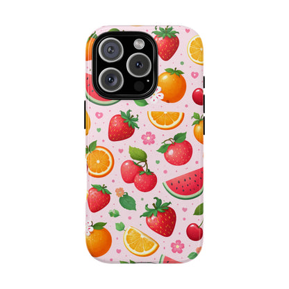 Fruit Phone Case – Tough Shockproof, Strawberry Cherry Citrus Summer Design for Iphone, Samsung Galaxy and Pixel