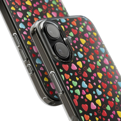 Colorful Heart Clear Phone Case | Impact-Resistant Valentine Aesthetic Case