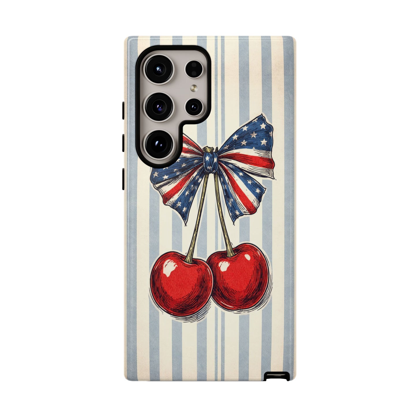 Patriotic Cherry Phone Case Americana Coquette Aesthetic iPhone Samsung