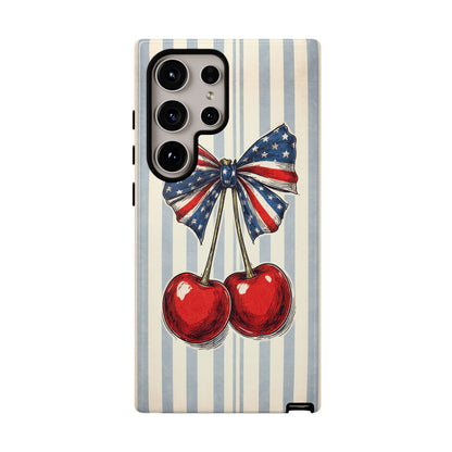 Patriotic Cherry Phone Case Americana Coquette Aesthetic iPhone Samsung