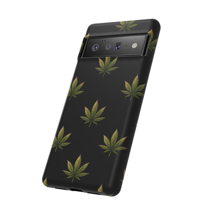 Cannabis Leaf Phone Case Green Weed Leaf Pattern Tough Protective Cover