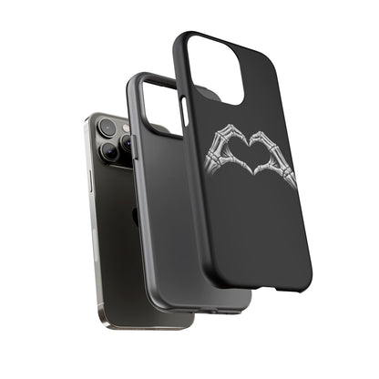 Skeleton Hands Heart Phone Case | Gothic Black Protective Cover