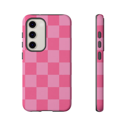 Pink Checkerboard Phone Case | Cute Aesthetic Checkered iPhone & Samsung Tough Case