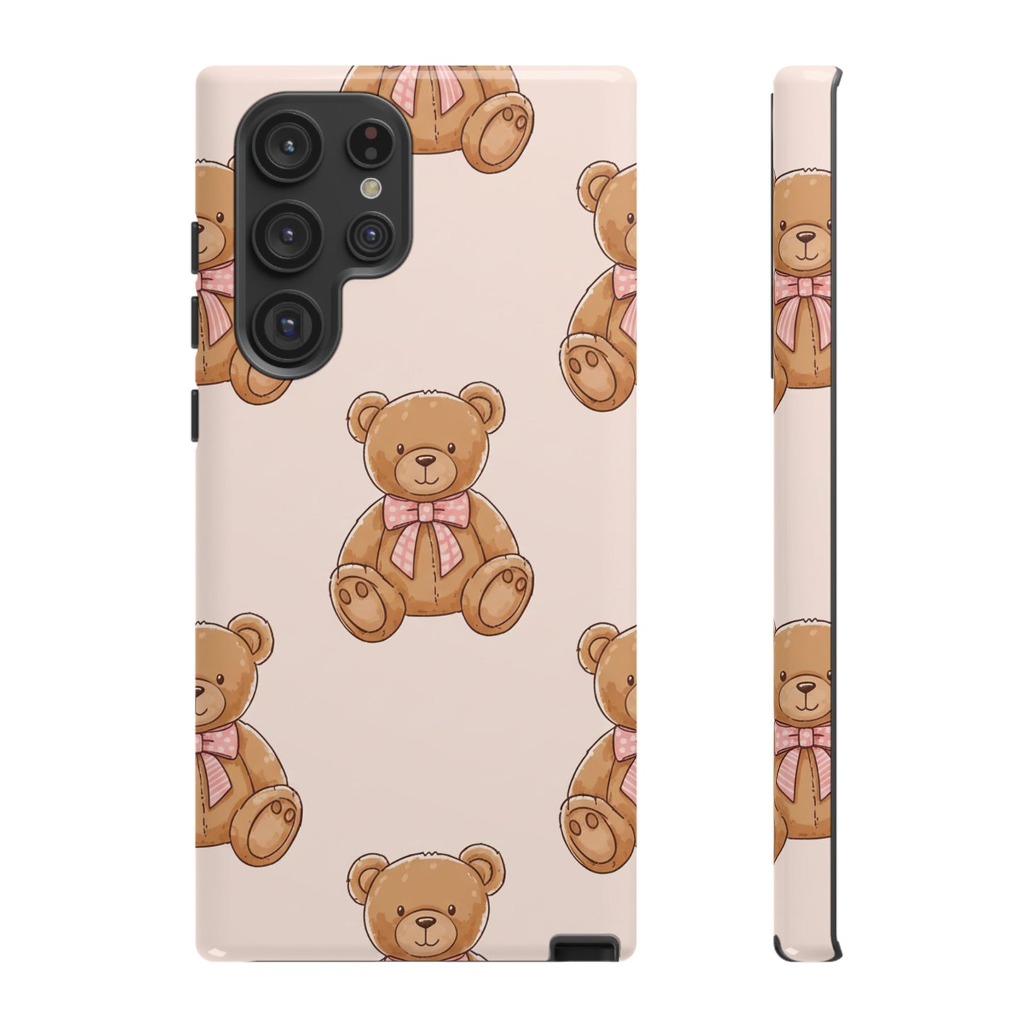 Teddy Bear Phone Case | Cute Coquette Aesthetic Pink Bear Pattern Case | Kawaii Soft Girl iPhone & Samsung Tough Protective Case
