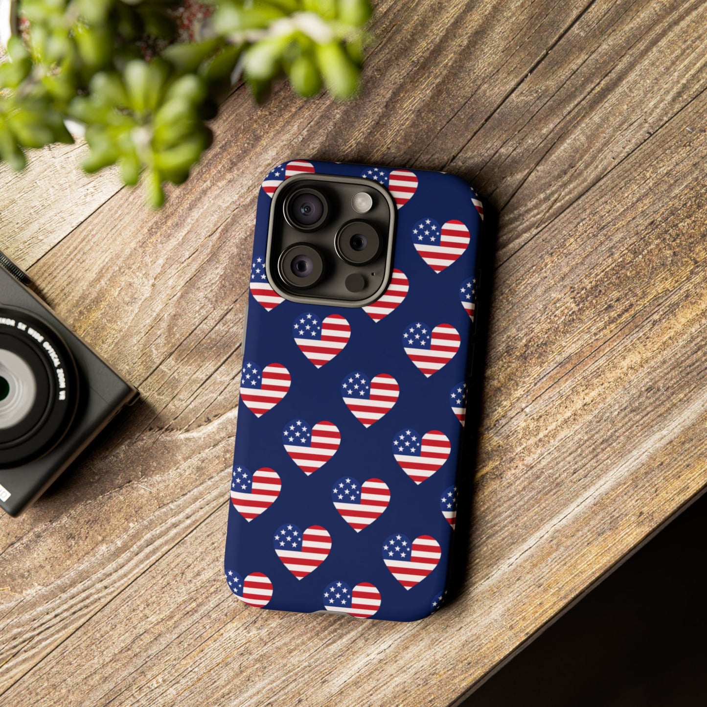 Patriotic American Flag Heart Phone Case – Tough Shockproof, USA Stars & Stripes for Iphone, Samsung Galaxy and Pixel